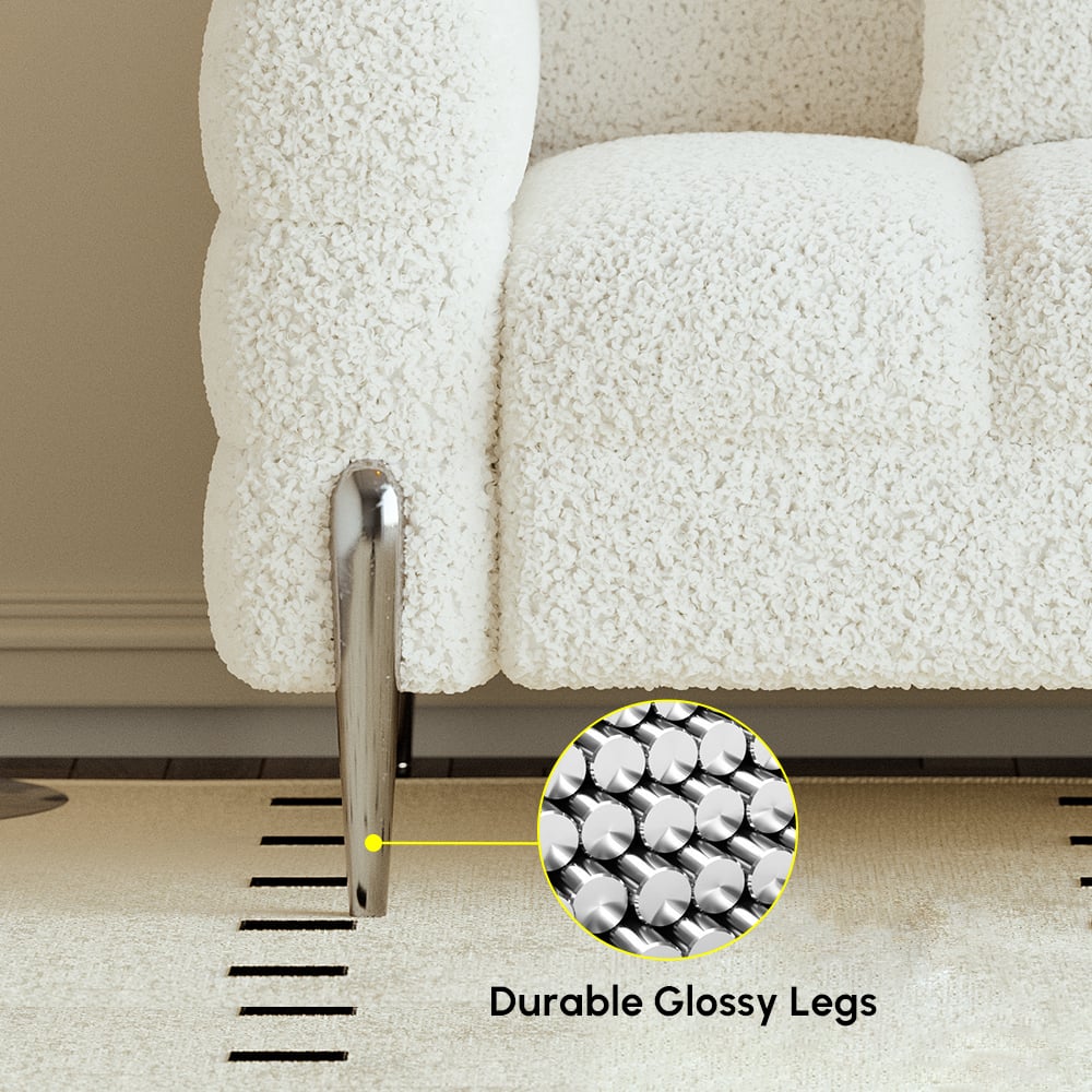 Aurora 2000mm Boucle Fluted Sofa with Silver Legs & Pillows window image