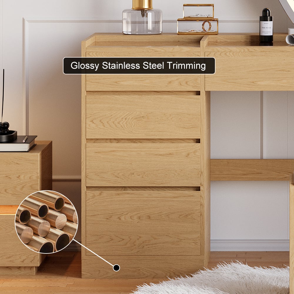 Modern Makeup Vanity Set with Lighted Mirror, Charging Station and Jewelry Storage window image