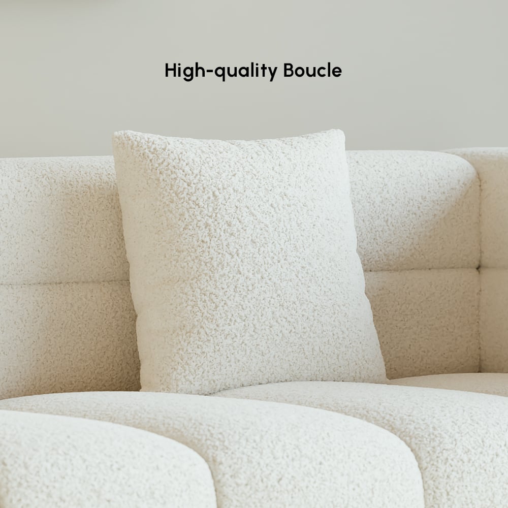 Aurora 2000mm Boucle Fluted Sofa with Silver Legs & Pillows window image