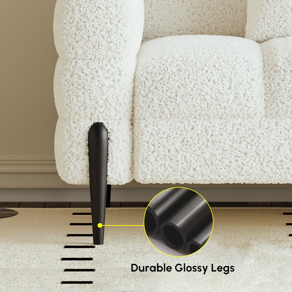 Aurora 2000mm Boucle Fluted Sofa with Black Legs & Pillows window image