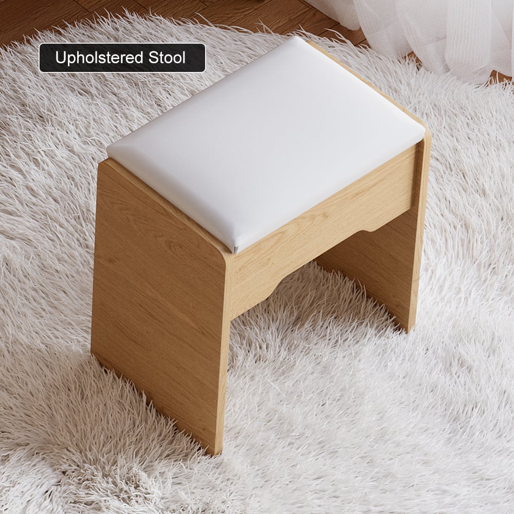 Modern Makeup Vanity Set with Lighted Mirror, Charging Station and Jewelry Storage window image