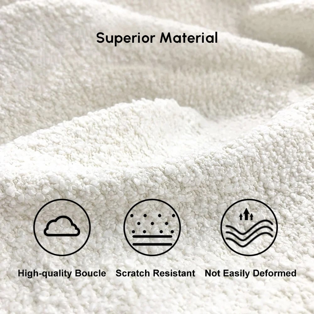 Aurora 2000mm Boucle Fluted Sofa with Black Legs & Pillows window image