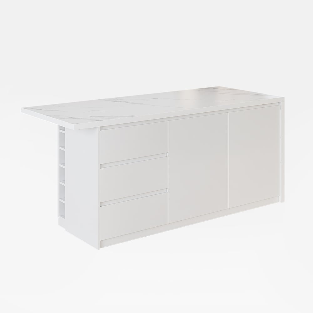 Ilha de cozinha moderna de 1830 mm em branco Imagem da janela