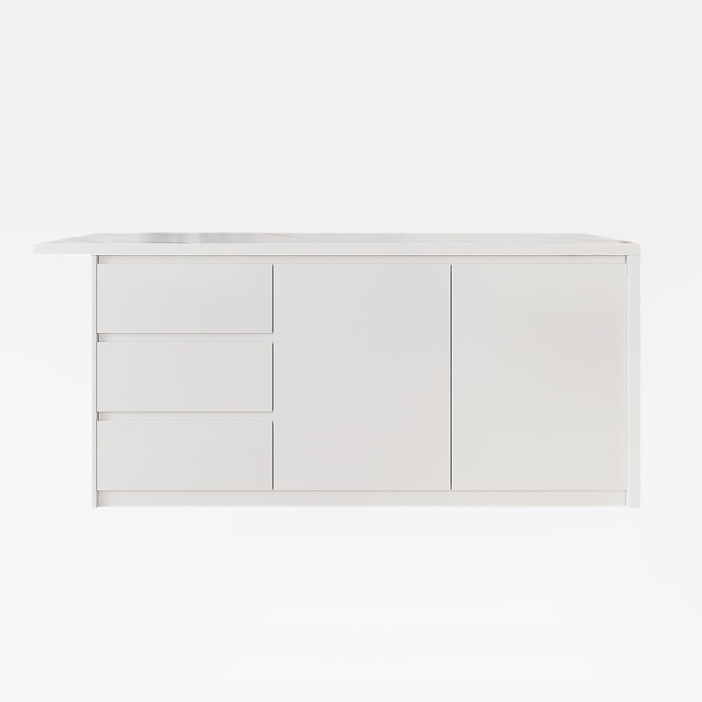 Ilha de cozinha moderna de 1830 mm em branco Imagem da janela