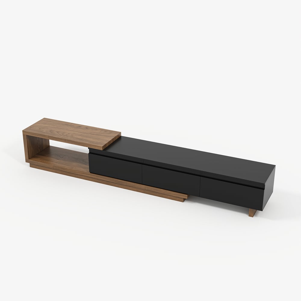 Quoint Extendable TV Stand with 3 Drawers(71"-100") and Light window image