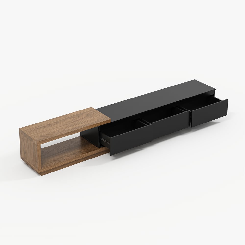 Quoint Extendable TV Stand with 3 Drawers(71"-100") and Light window image