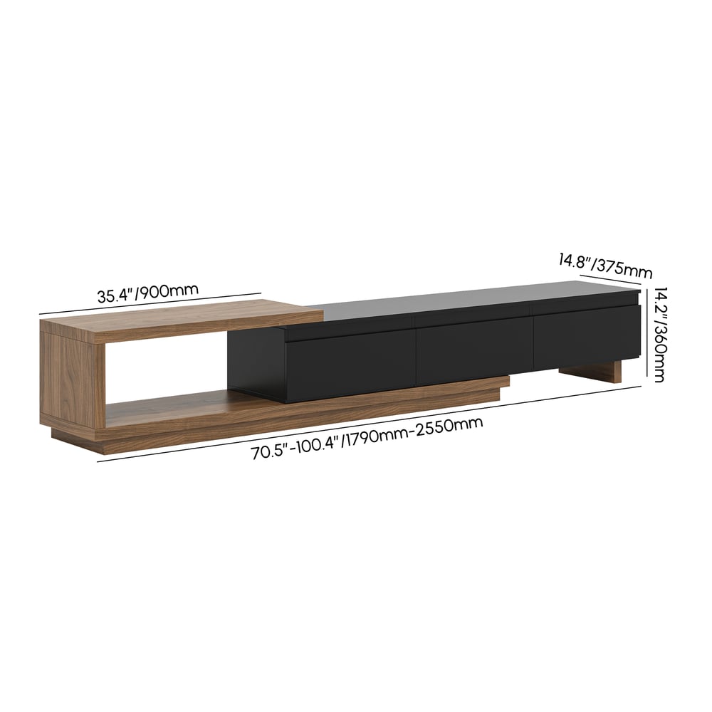 Quoint Extendable TV Stand with 3 Drawers(71"-100") and Light weights dimensions image