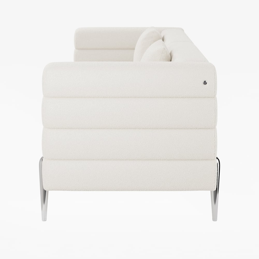 Aurora 2000mm Boucle Fluted Sofa with Silver Legs & Pillows window image