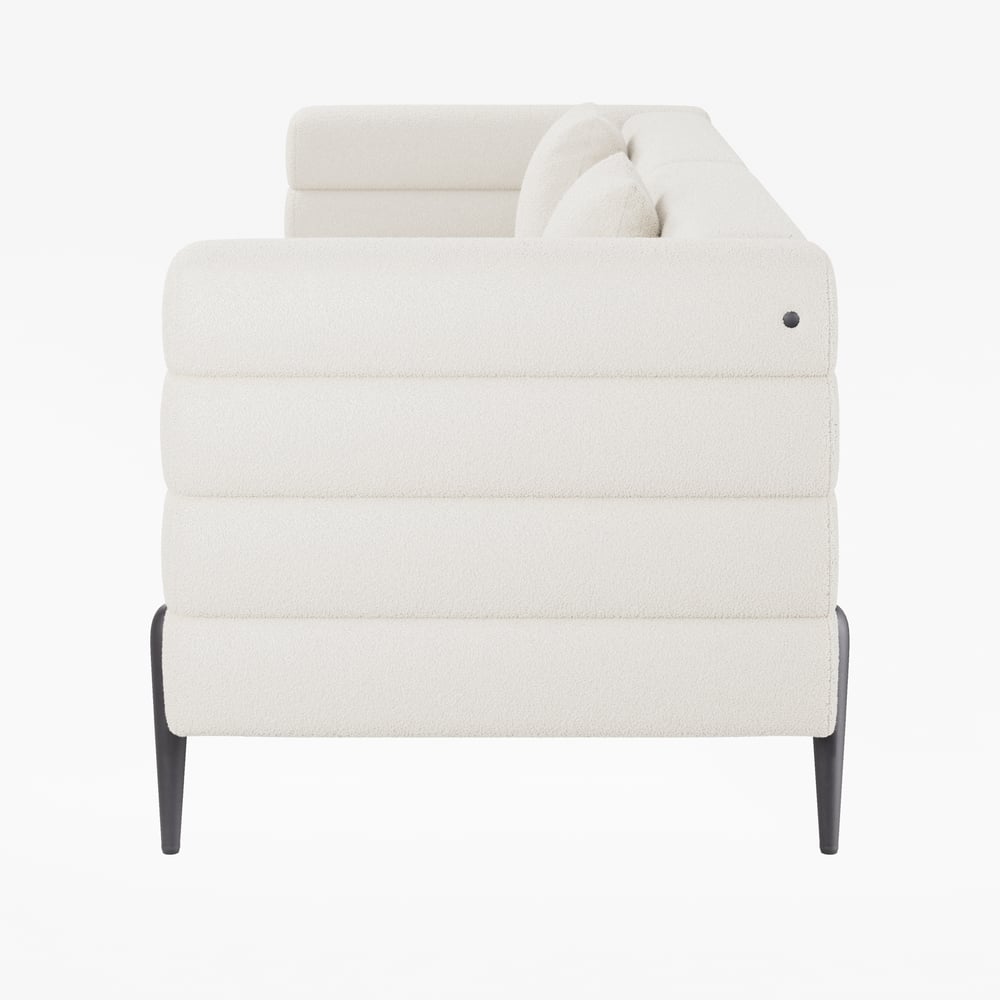 Aurora 2000mm Boucle Fluted Sofa with Black Legs & Pillows window image