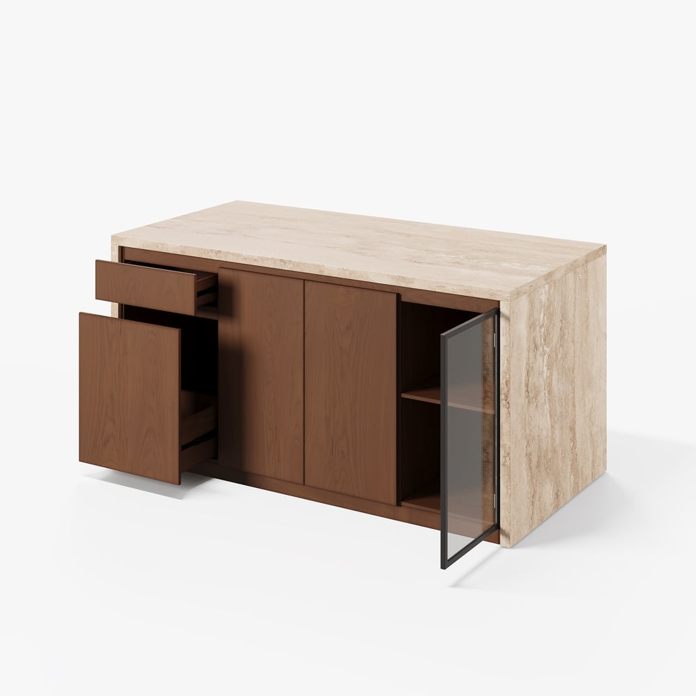 1800mm Modern Waterfall Kitchen lsland with Light & Storage