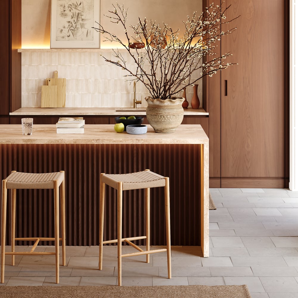 1800mm Modern Waterfall Kitchen lsland with Light & Storage