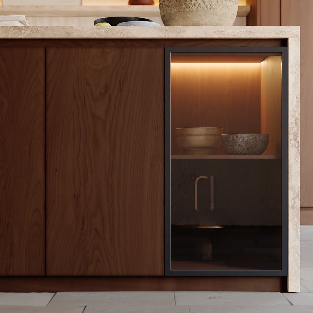 1800mm Modern Waterfall Kitchen lsland with Light & Storage