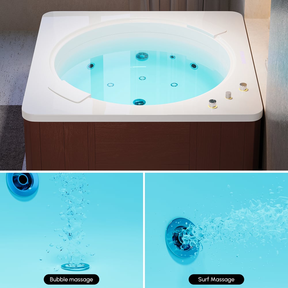 Square Luxury Jacuzzi Bathtub with Ozone Sterilization & Temperature Control – 57"