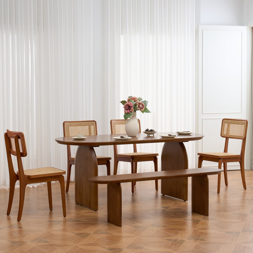 Recensioni dei clienti per Tavolo da pranzo ovale Tintica 71" in legno di noce, 6 posti