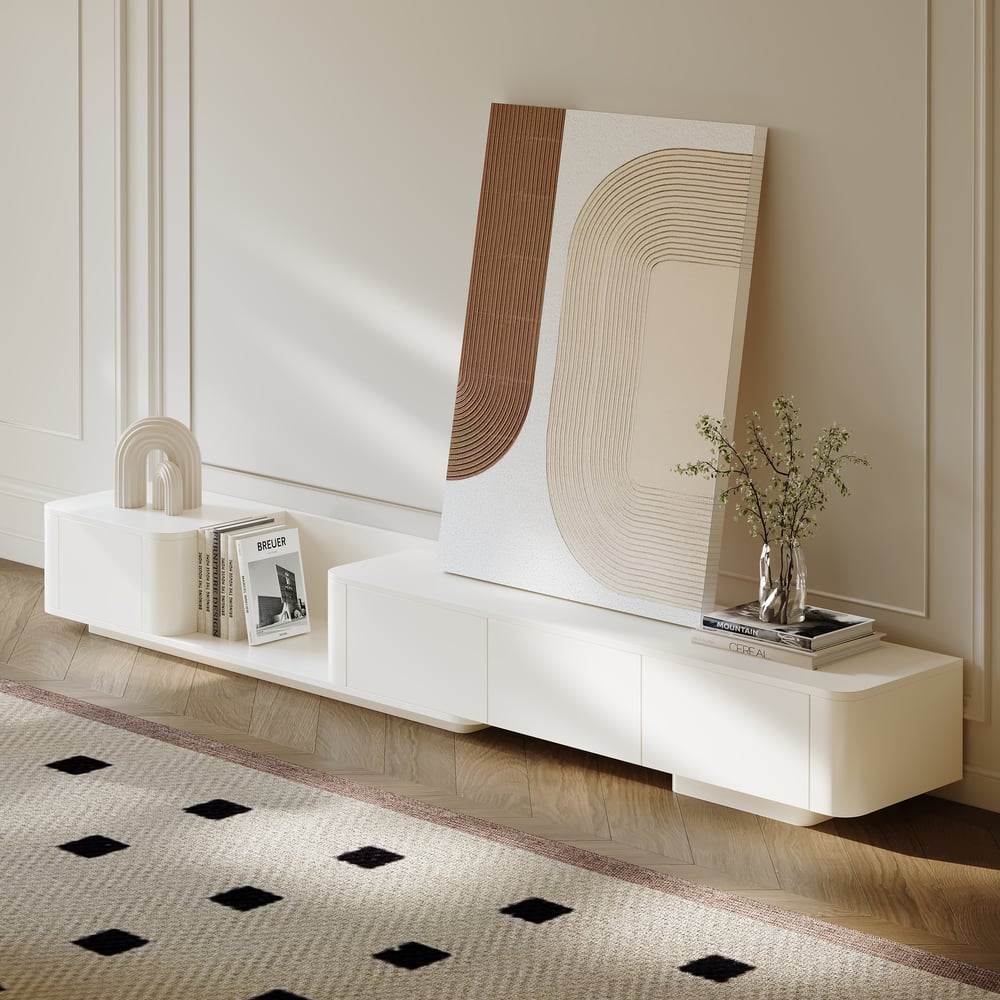 Customer Reviews for Modern 198 cm - 274 cm Extendable Off White TV unit with 4 Drawers