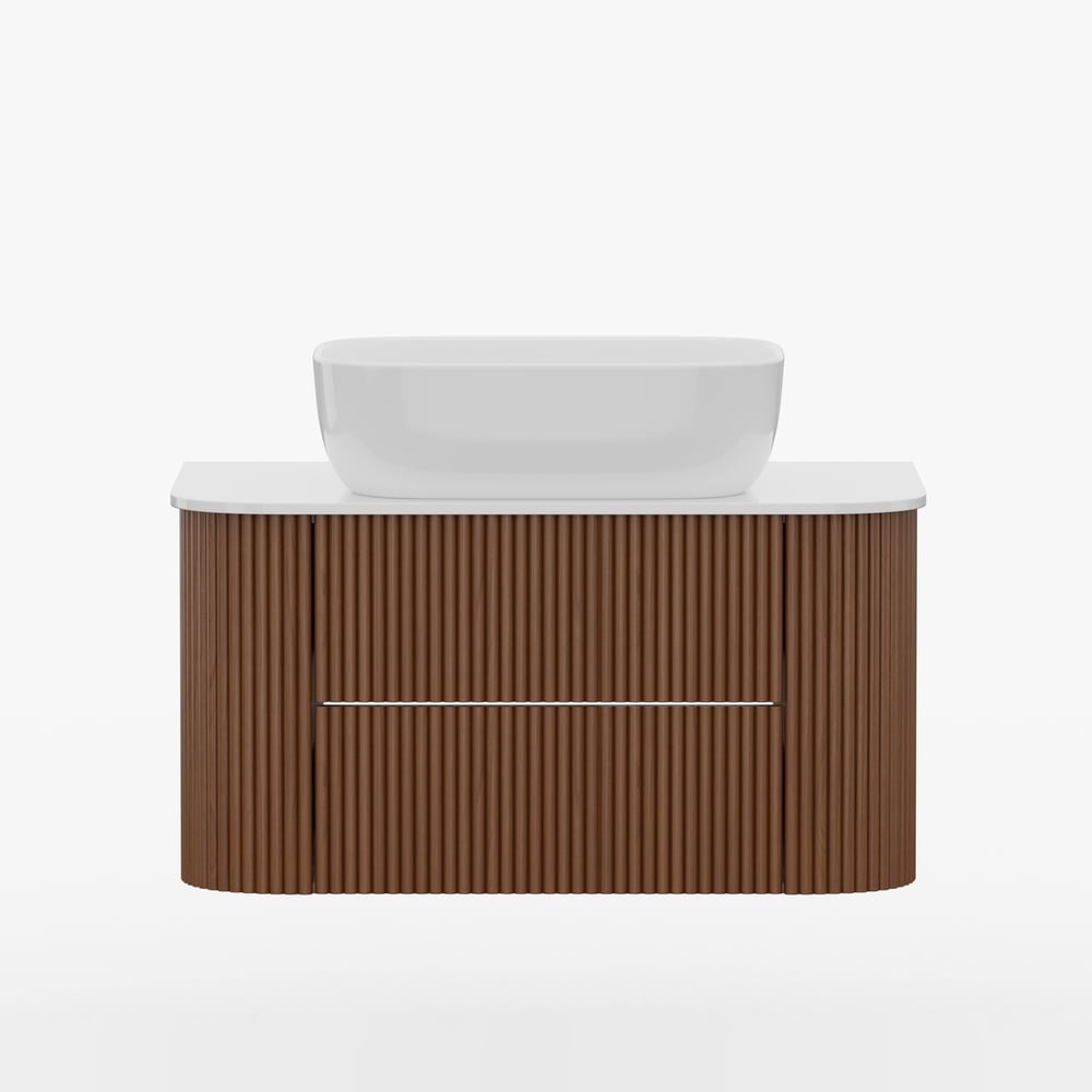 800mm Fluted Floating Bathroom Vanity with Single Basin Sintered Stone Top