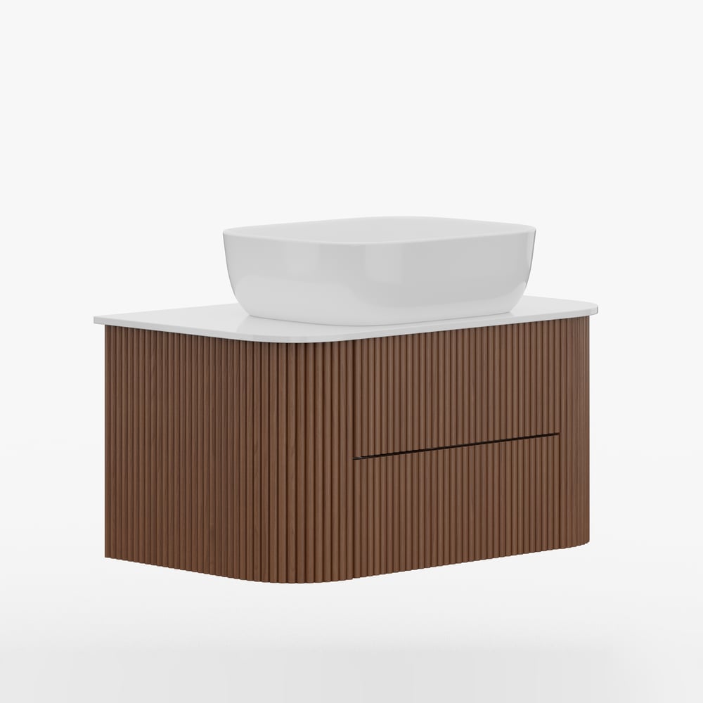 800mm Fluted Floating Bathroom Vanity with Single Basin Sintered Stone Top