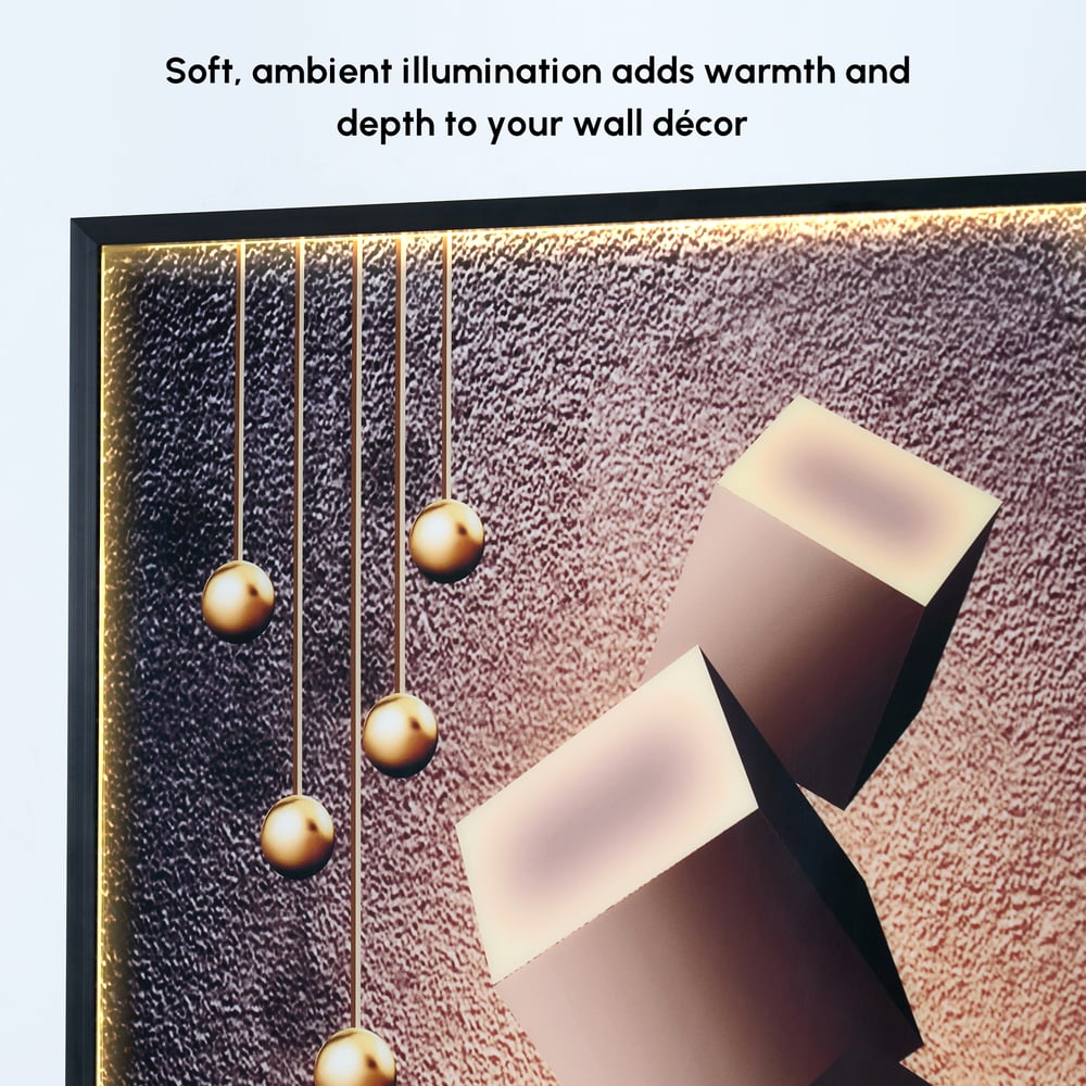 3D Geometric Cube LED Wall Decor with USB Powered Ambient Backlight