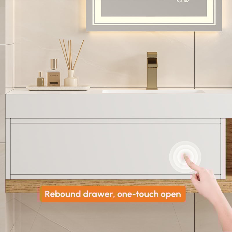 1500mm Modern Floating Bathroom Vanity Set With Single Basin Wall-Mount White & Natural