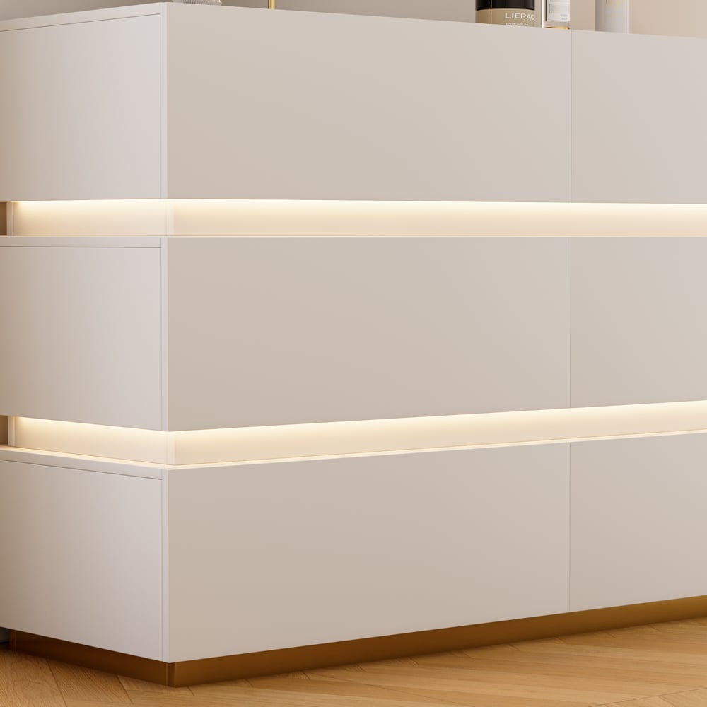 Lumio 1200mm Modern White 6 Drawer LED Dresser Chest Bedroom Storage Cabinet window image