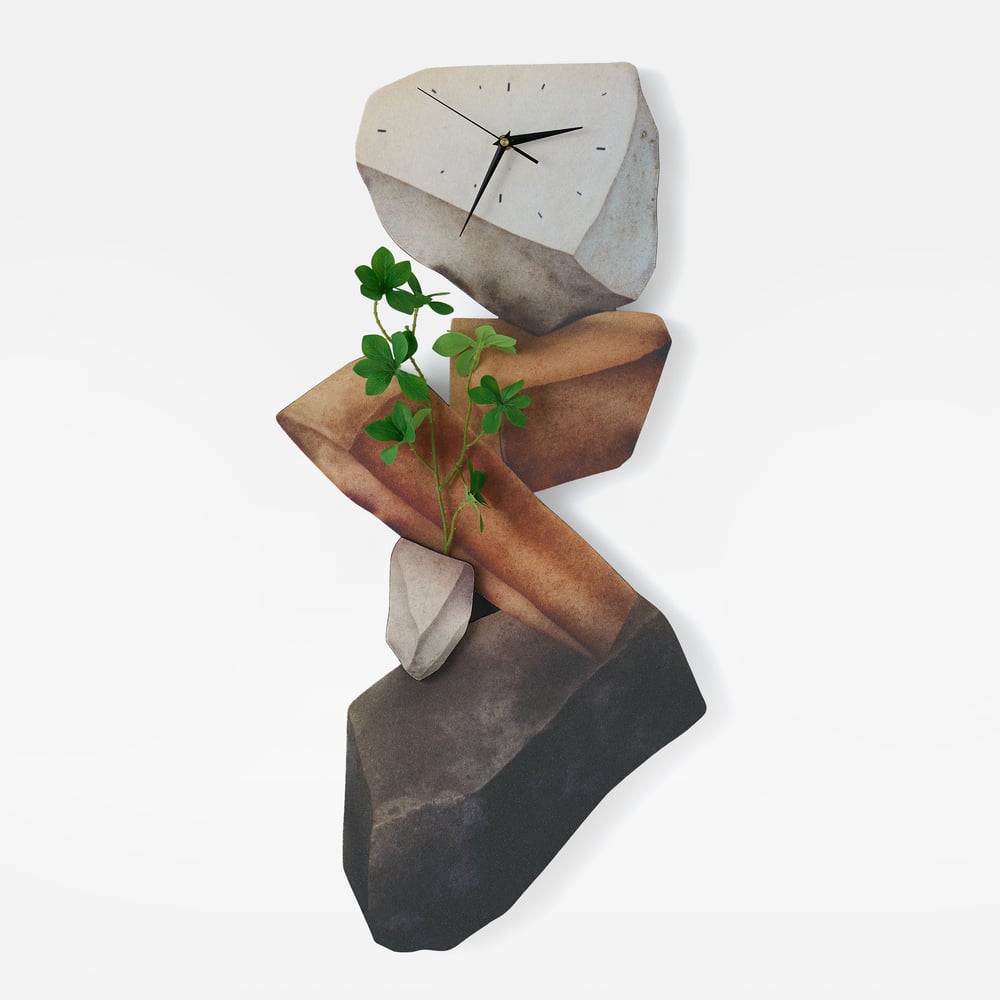 31.5" LED Rock Wall Clock with Remote Control – USB Powered, Faux Plant Decor, Dimmable