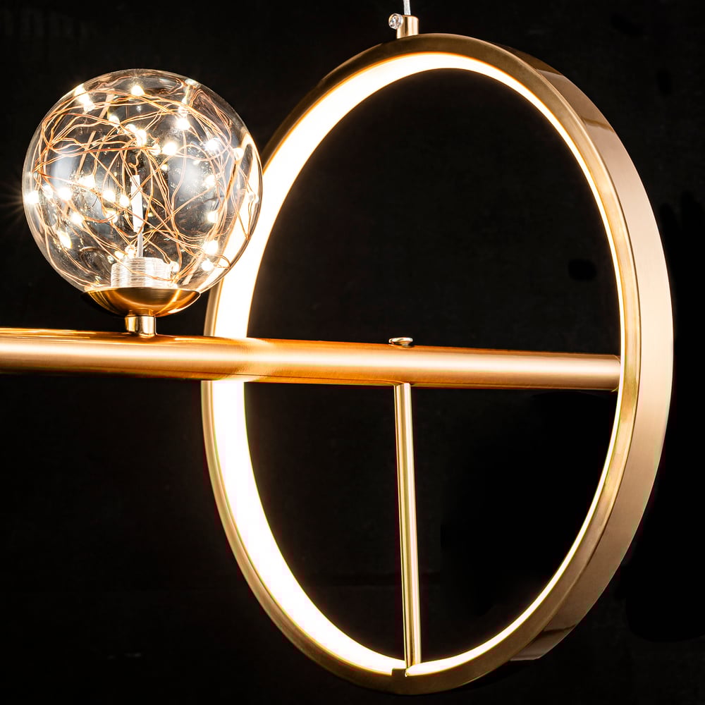 Modern 10-Light Gold Kitchen Island Light with Glass Globe Shade Ceiling Pendant Lights window image