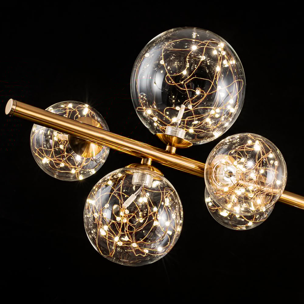 Modern 10-Light Gold Kitchen Island Light with Glass Globe Shade Ceiling Pendant Lights window image
