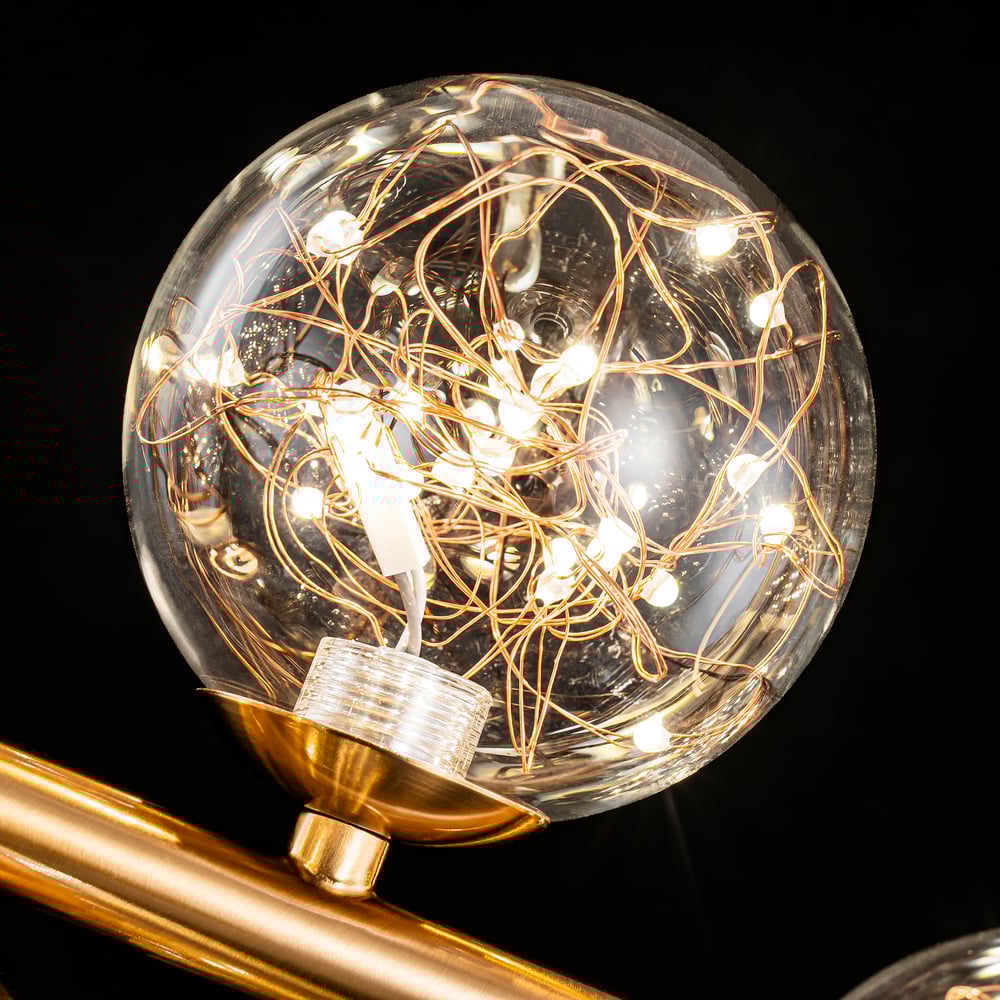 Modern 10-Light Gold Kitchen Island Light with Glass Globe Shade Ceiling Pendant Lights window image