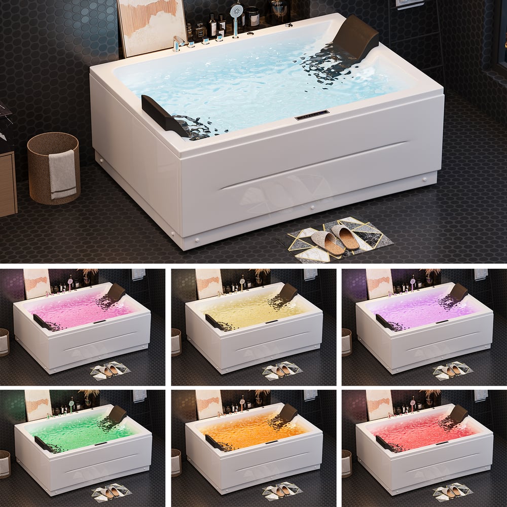 71" Double Jacuzzi Bathtub with Temperature Control 118-Gallon Capacity window image