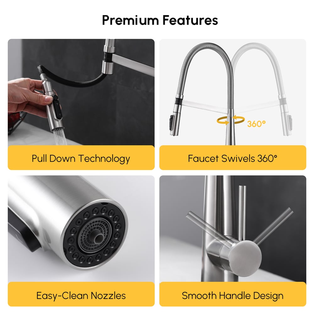 Pull-Down Kitchen Faucet with Filtered Water Mode – Brushed Nickel, Stainless Steel