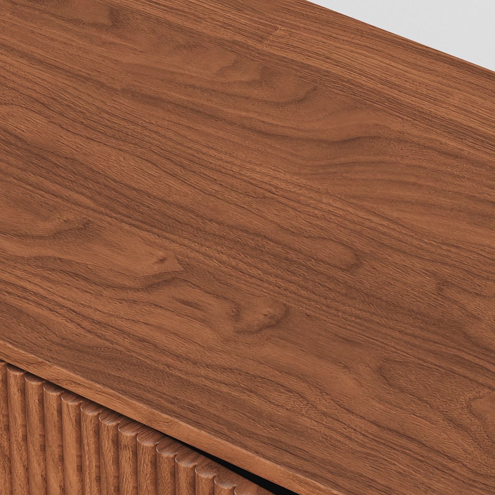 80" Walnut Solid Wood Fluted TV Stand