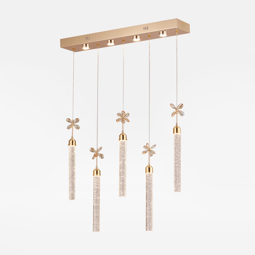 Luxury Gold LED Dining Room Pendant Light – 28.3” Dimmable Ceiling Light