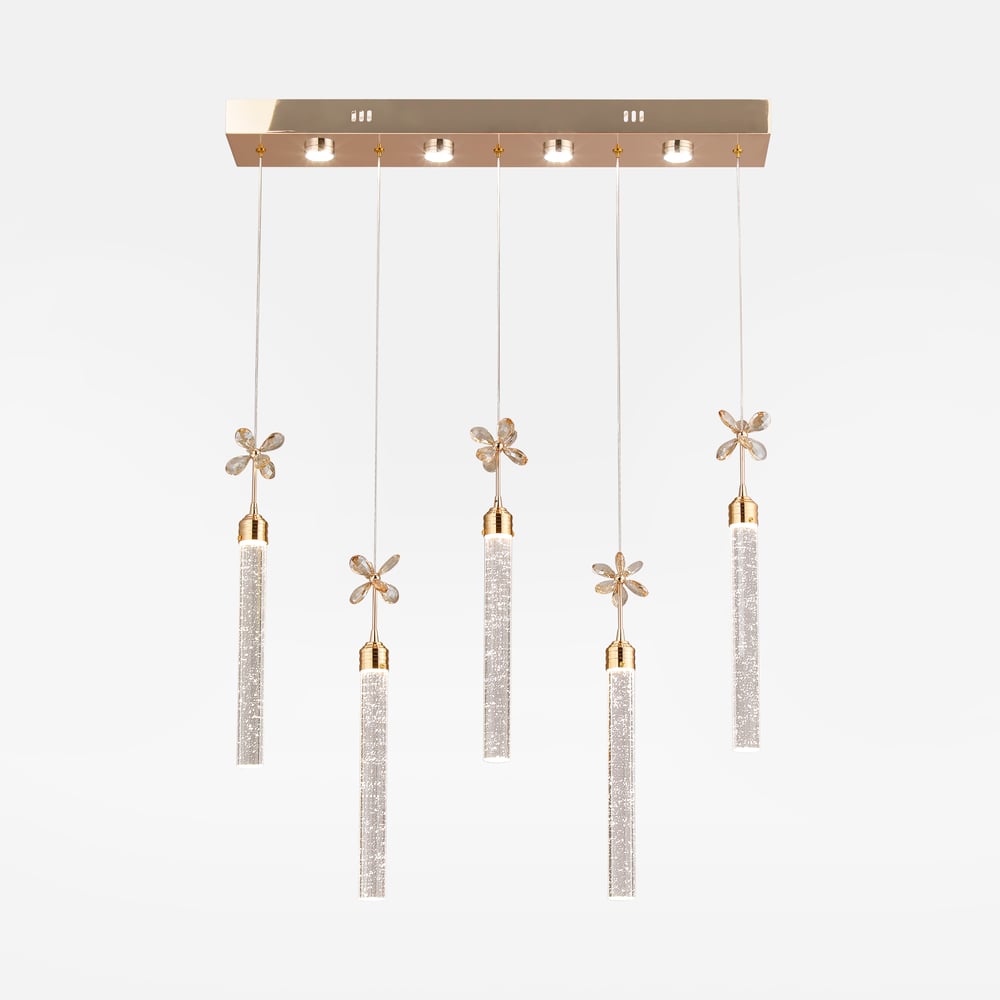 Luxury Gold LED Dining Room Pendant Light – 28.3” Dimmable Ceiling Light