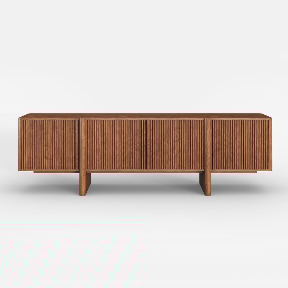 80" Walnut Solid Wood Fluted TV Stand