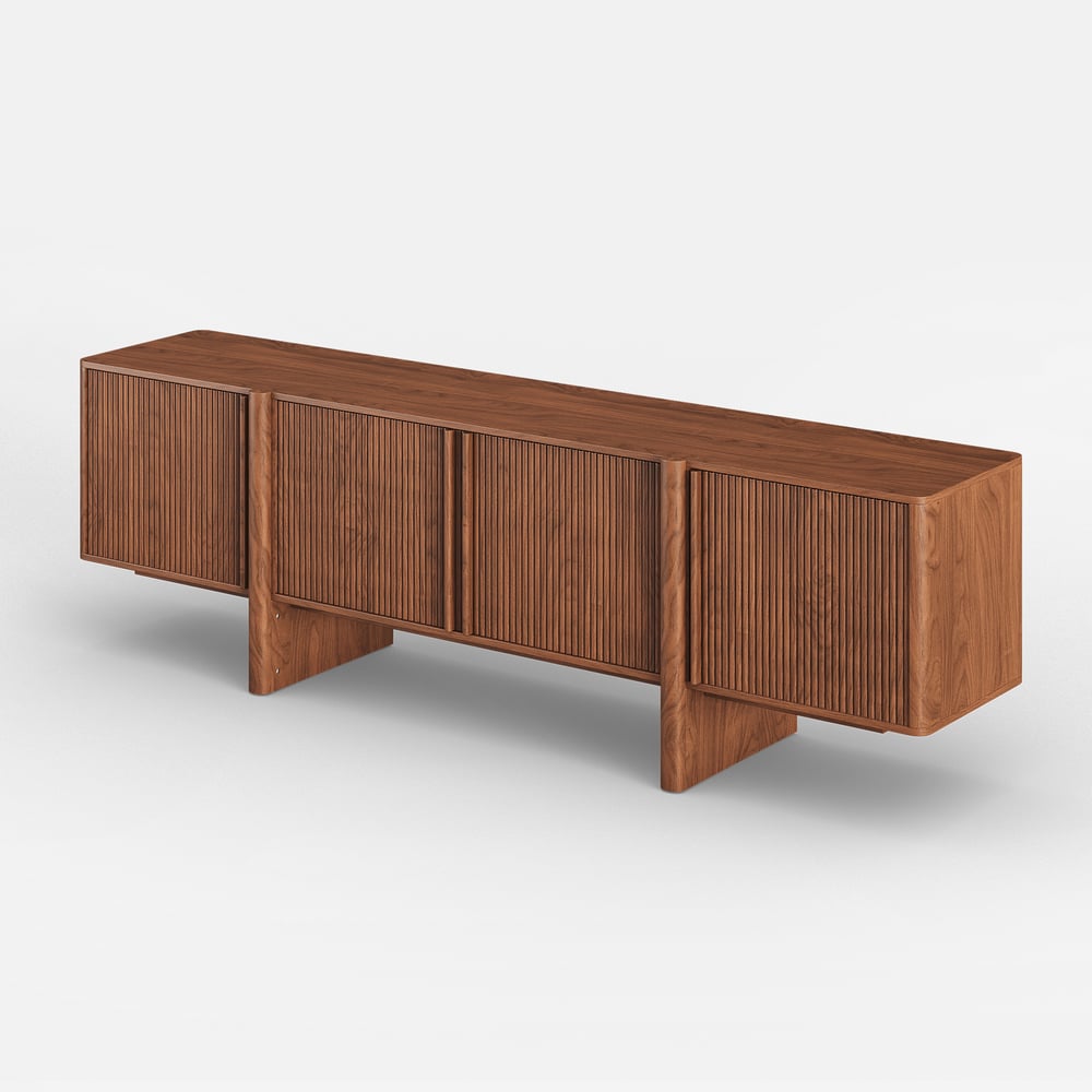 80" Walnut Solid Wood Fluted TV Stand