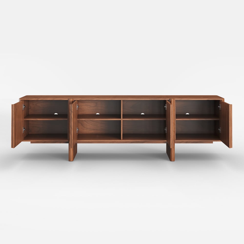 80" Walnut Solid Wood Fluted TV Stand