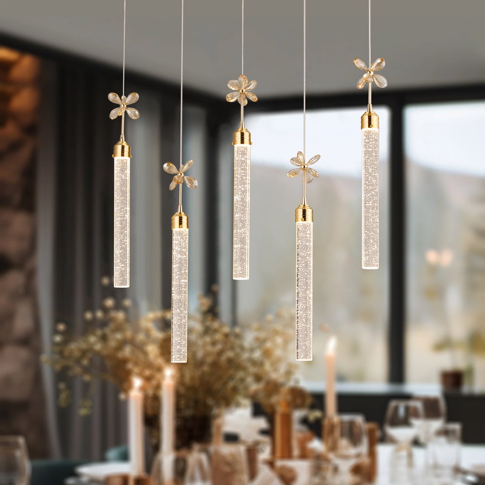 Luxury Gold LED Dining Room Pendant Light – 28.3” Dimmable Ceiling Light