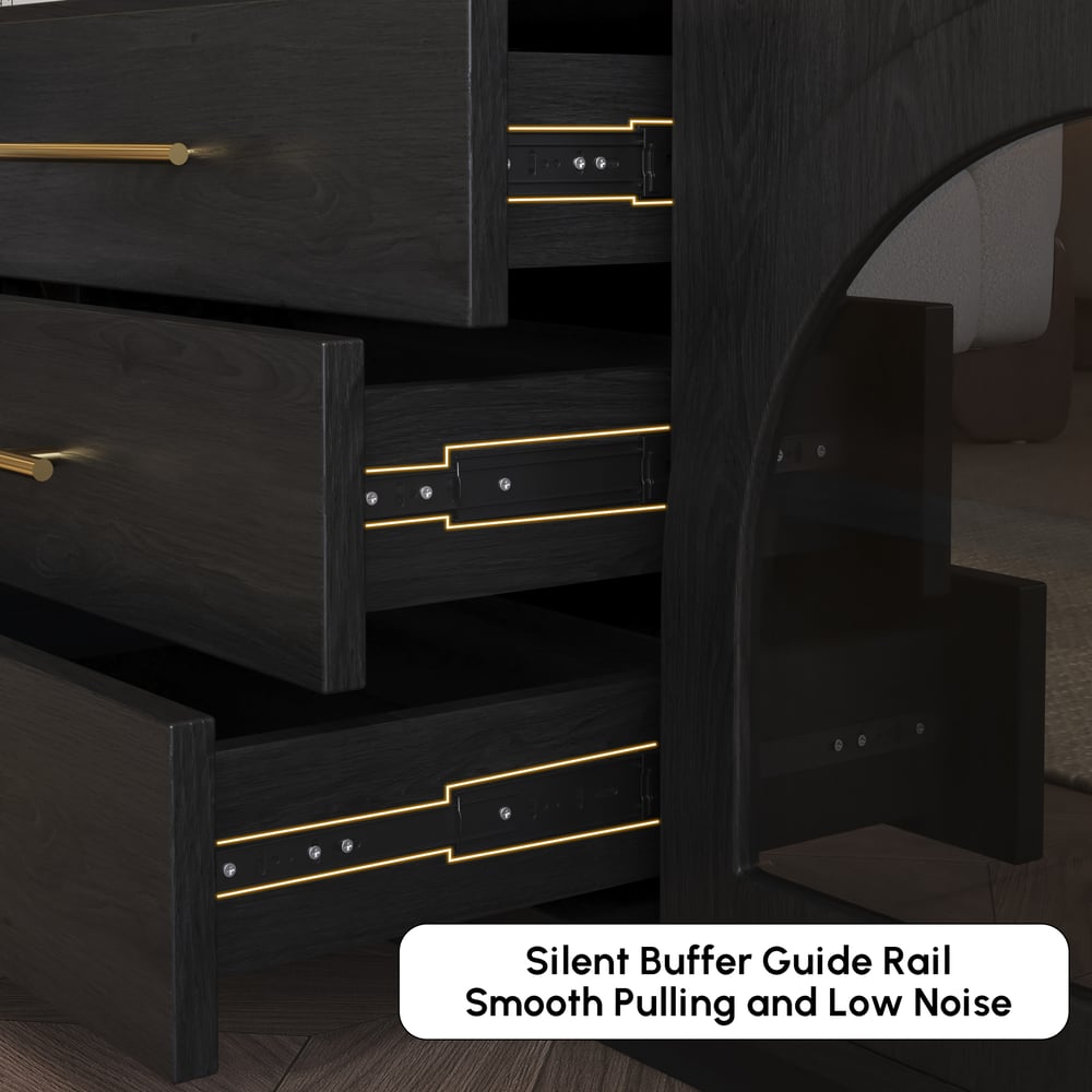 80" Arched Glass Doors TV Stand with Storage and LED