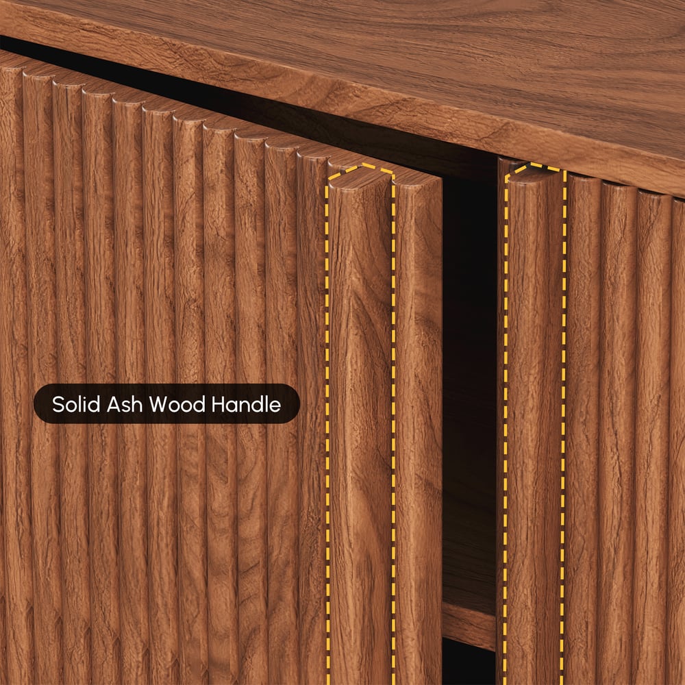80" Walnut Solid Wood Fluted TV Stand
