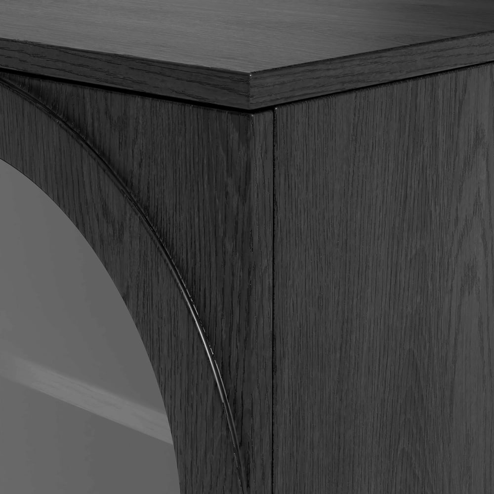 80" Arched Glass Doors TV Stand with Storage and LED