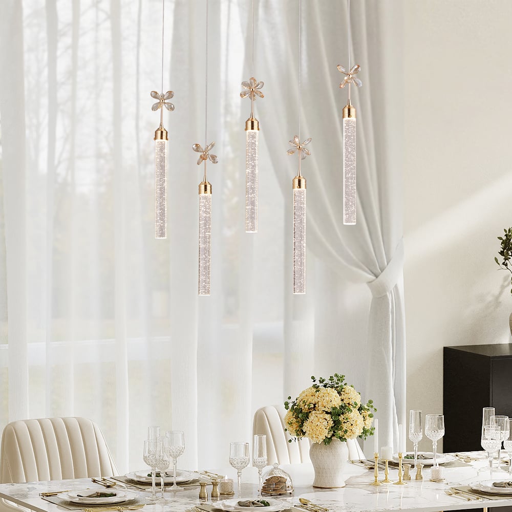 Luxury Gold LED Dining Room Pendant Light – 28.3” Dimmable Ceiling Light