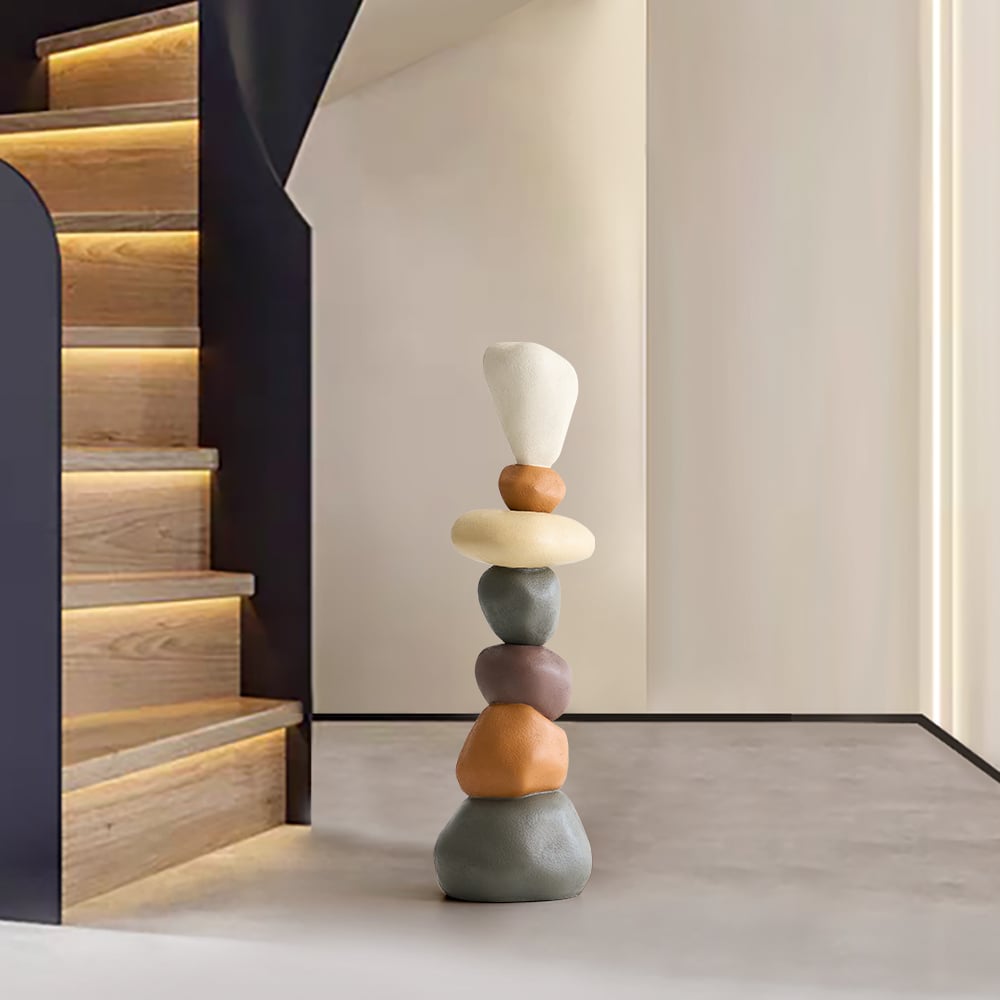 Stacked Resin Stone Floor Sculpture – 44.9 Inches Tall