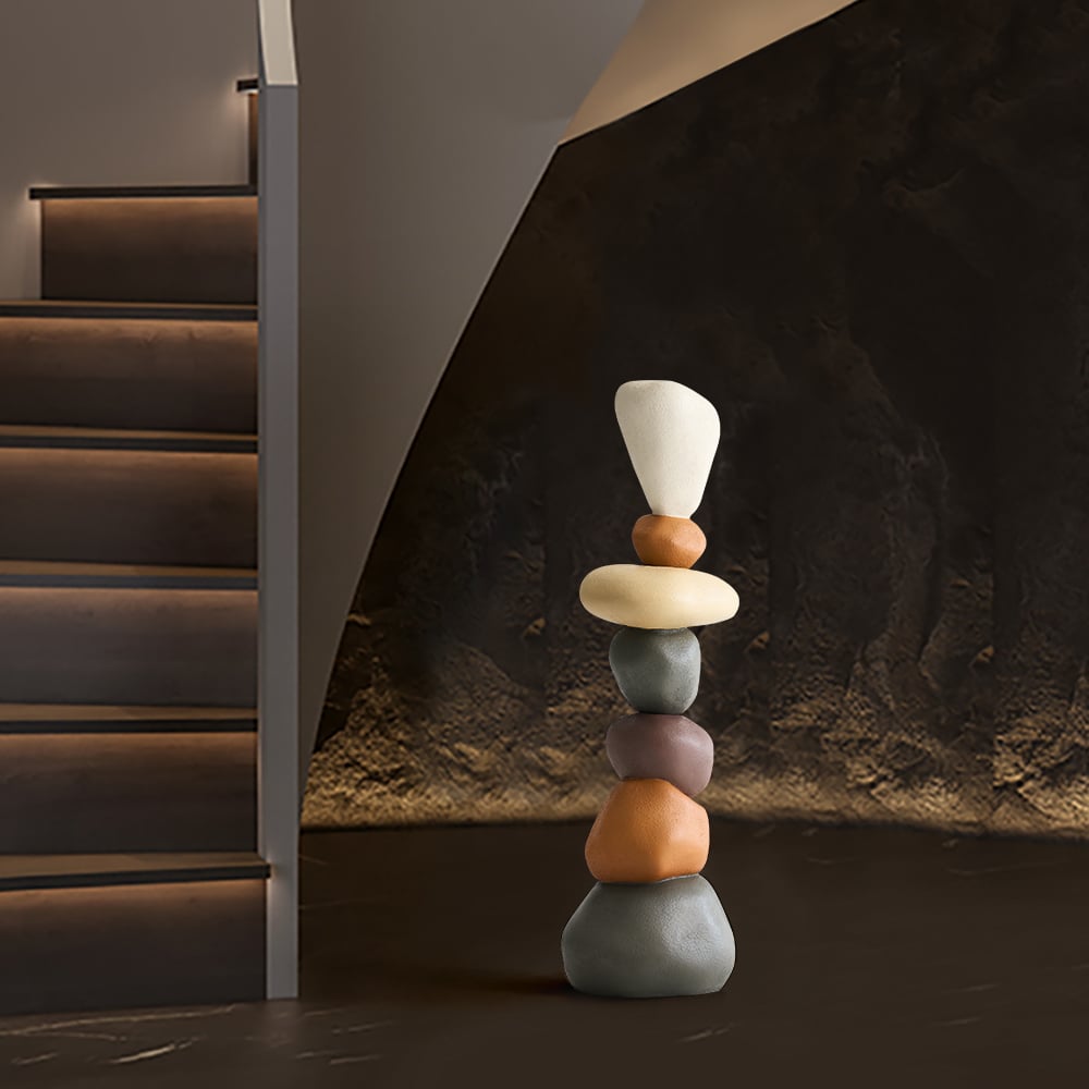 Stacked Resin Stone Floor Sculpture – 44.9 Inches Tall