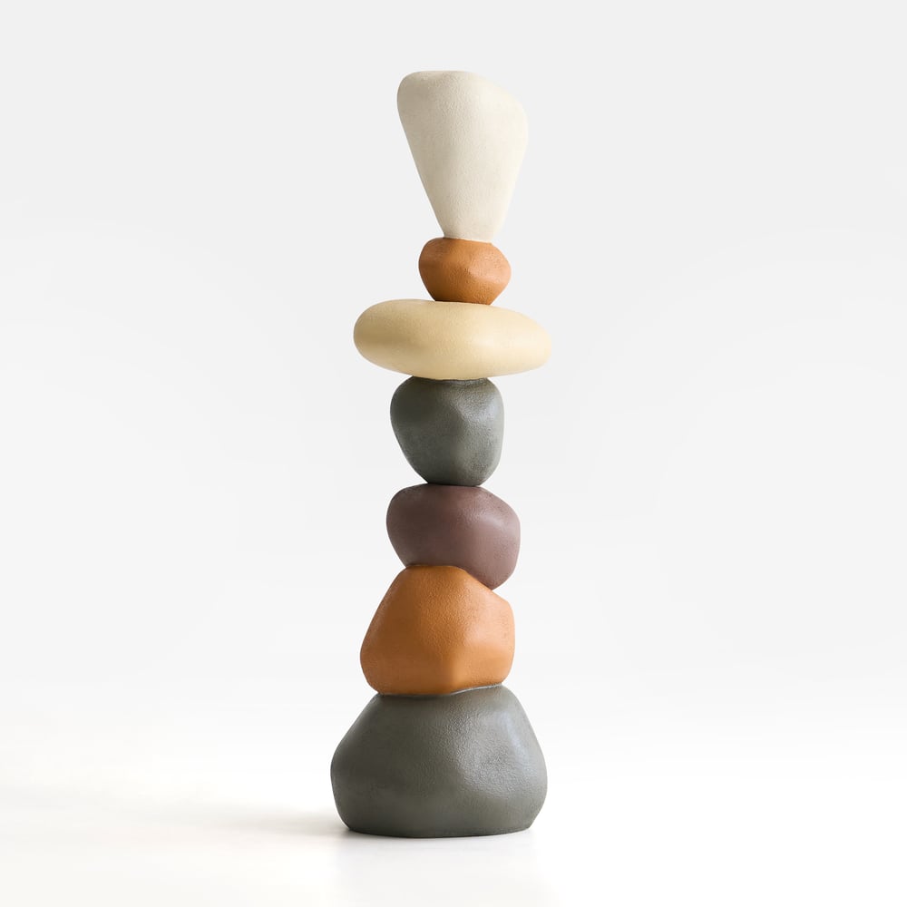 Stacked Resin Stone Floor Sculpture – 44.9 Inches Tall
