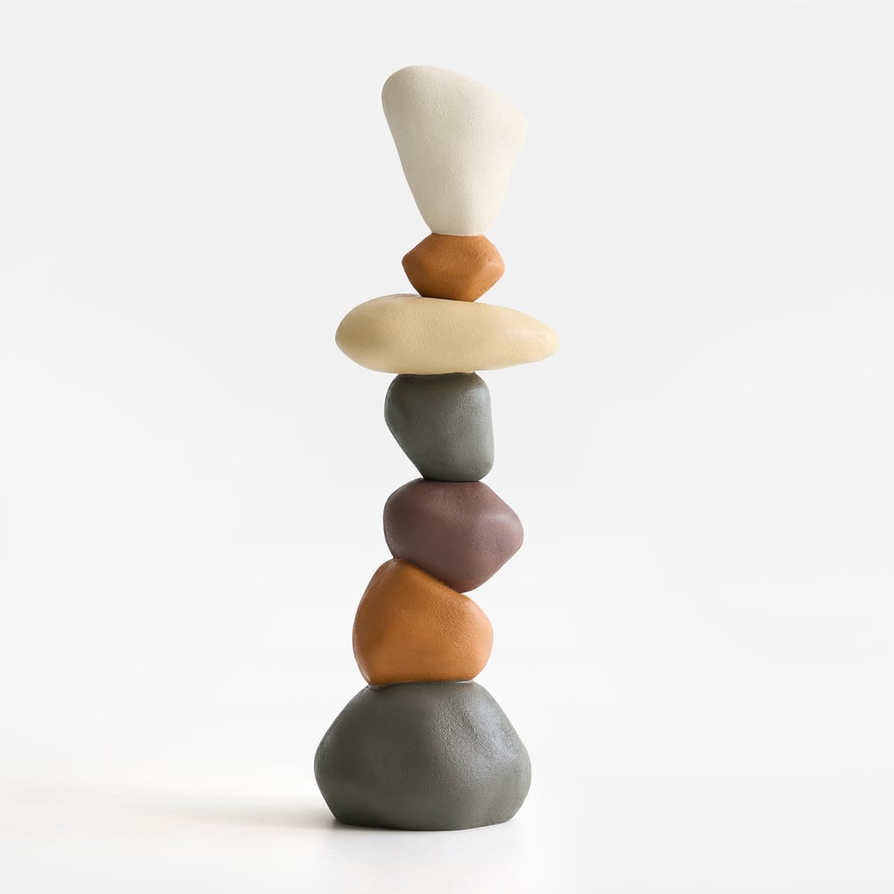 Stacked Resin Stone Floor Sculpture – 44.9 Inches Tall