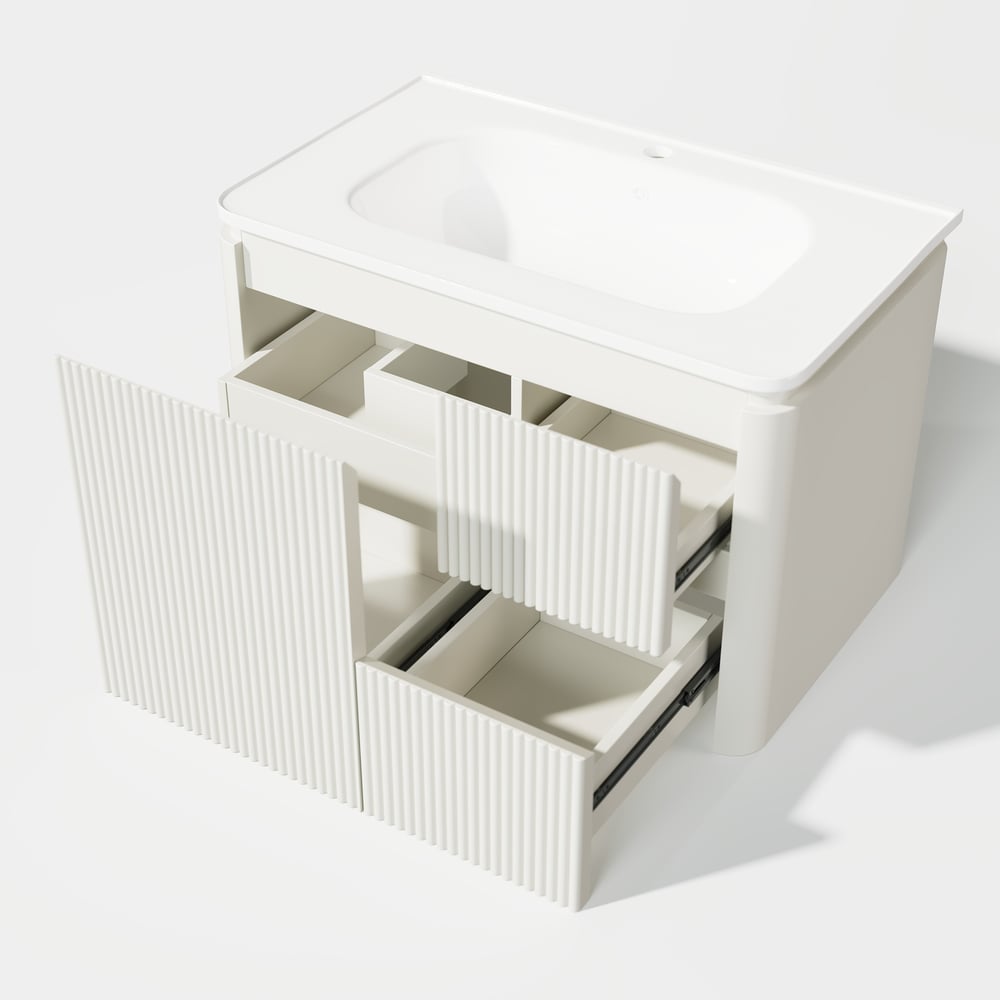 Bathroom Vanity Set 800mm Modern Warm White LED Floating Bathroom Vanity with Sink