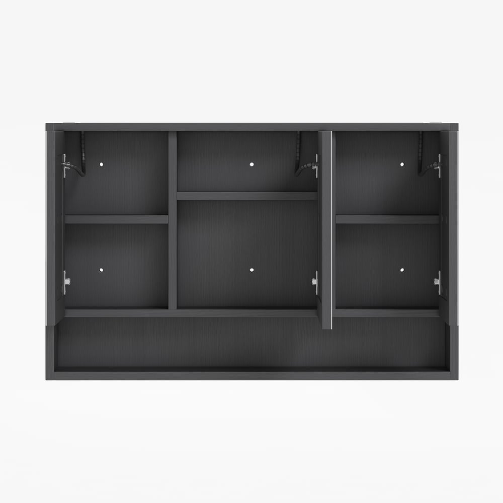 39" Black LED Medicine Cabinet with Adjustable Lighting, Demister & Digital Clock