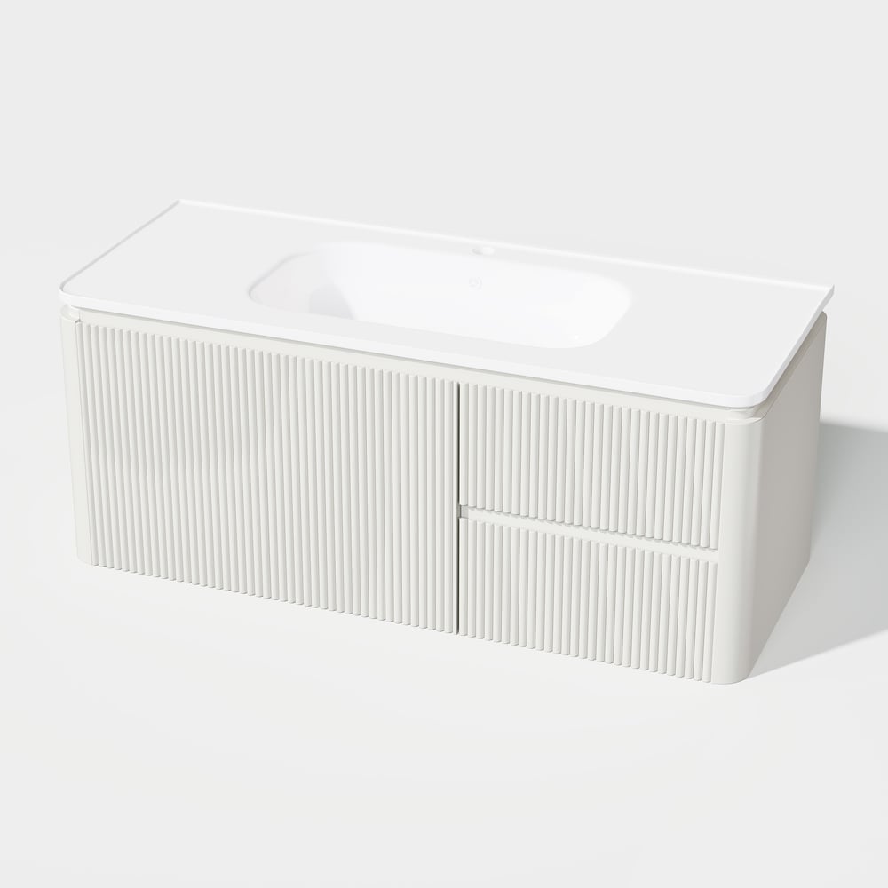 Juego de tocador de baño, moderno, blanco cálido, LED, flotante, 1200 mm, con lavabo