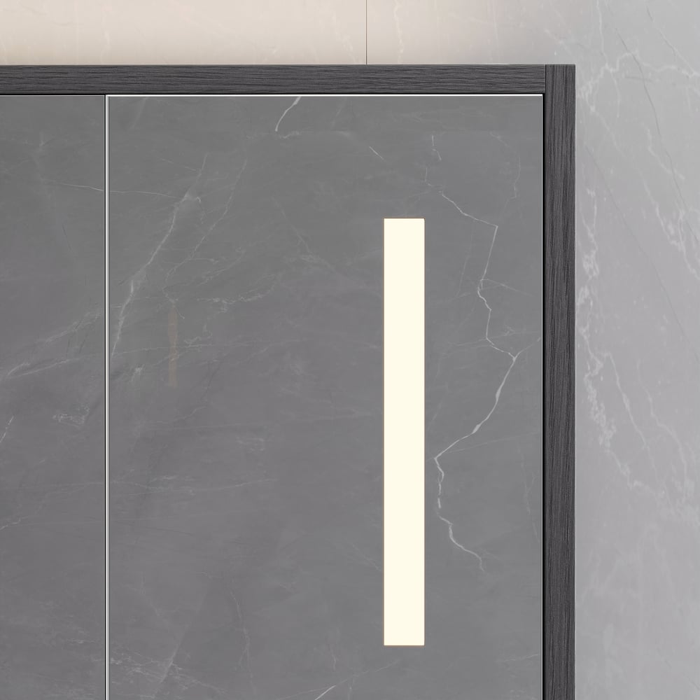 39" Black LED Medicine Cabinet with Adjustable Lighting, Demister & Digital Clock