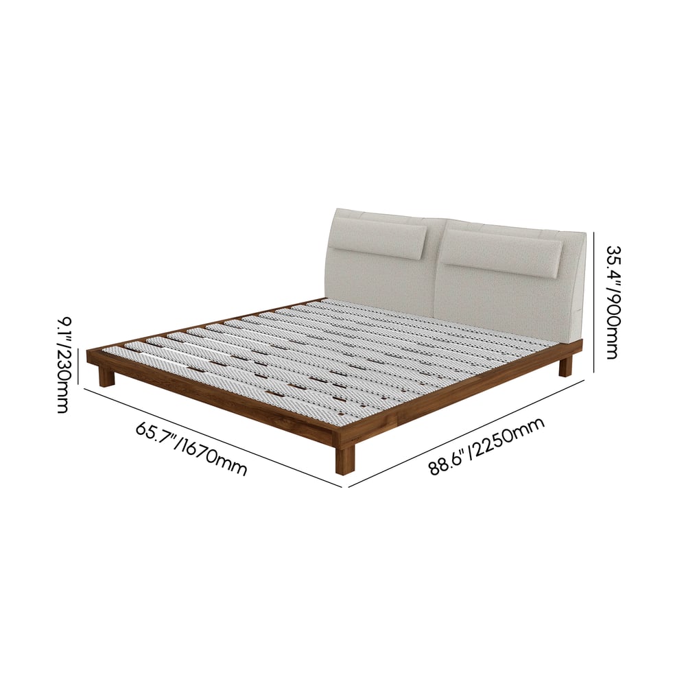 Queen Size Linen Bed with Floating Nightstands Bedroom Set weights dimensions image